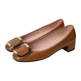 42747 - Tan Soft Leather Heel for Teen/Women by Pretty Ballerinas
