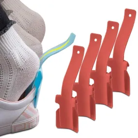 4Pcs Lazy Shoes Helper for Easy to Wear Shoes, Portable Shoe Lifting Helper for Men Women and Kids, Sock Slider Handled Shoe Horn for Elderly Seniors Disabled - Perfect for Everyday Use (Red) Red