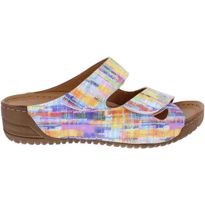Adesso Ciara Watercolour Womens Leather Touch Fastening Sandals Mules