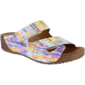 Adesso Ciara Watercolour Womens Leather Touch Fastening Sandals Mules