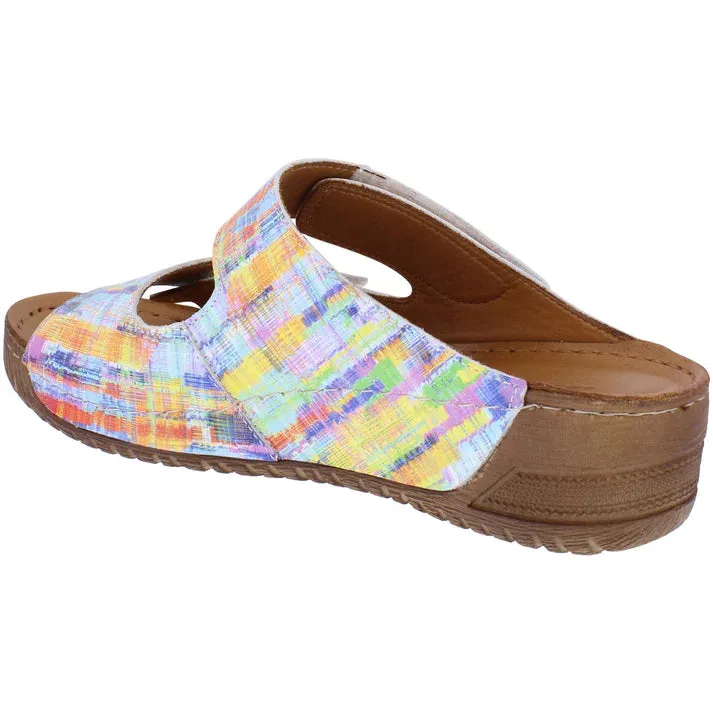 Adesso Ciara Watercolour Womens Leather Touch Fastening Sandals Mules