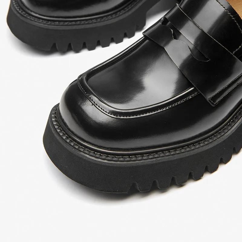 BeauToday Round Toe Block Heel Loafers for Women