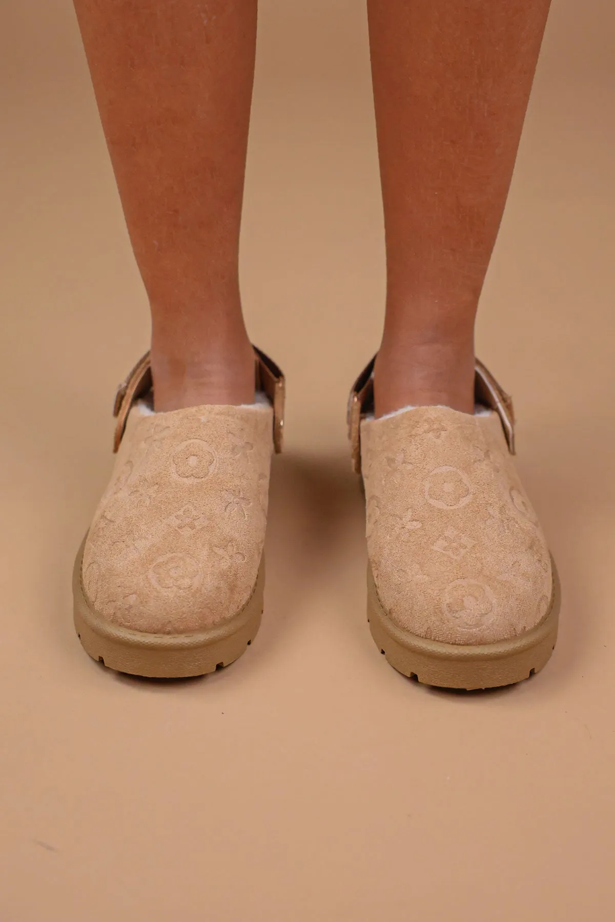 Beige Faux Fur Lined Mules