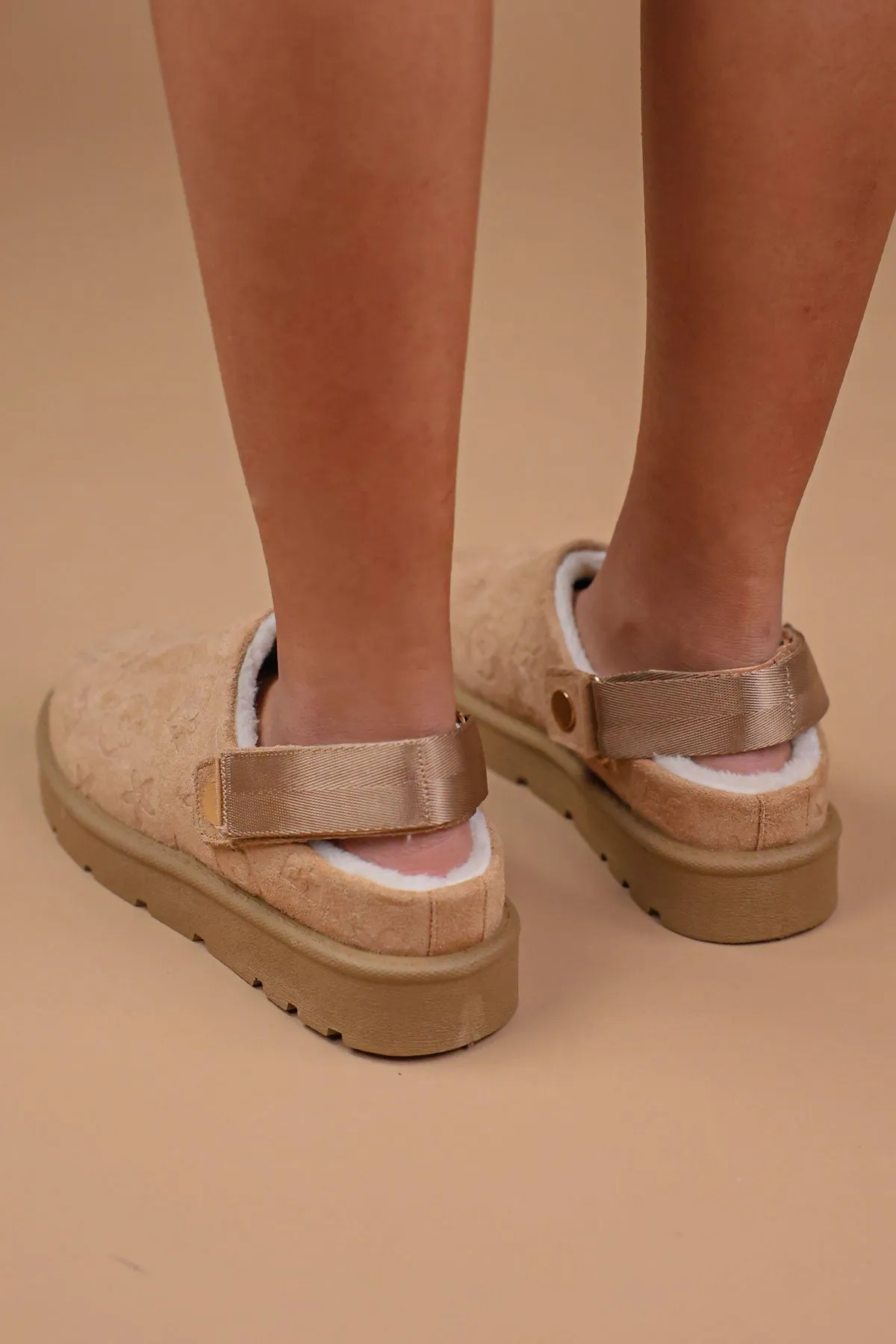 Beige Faux Fur Lined Mules