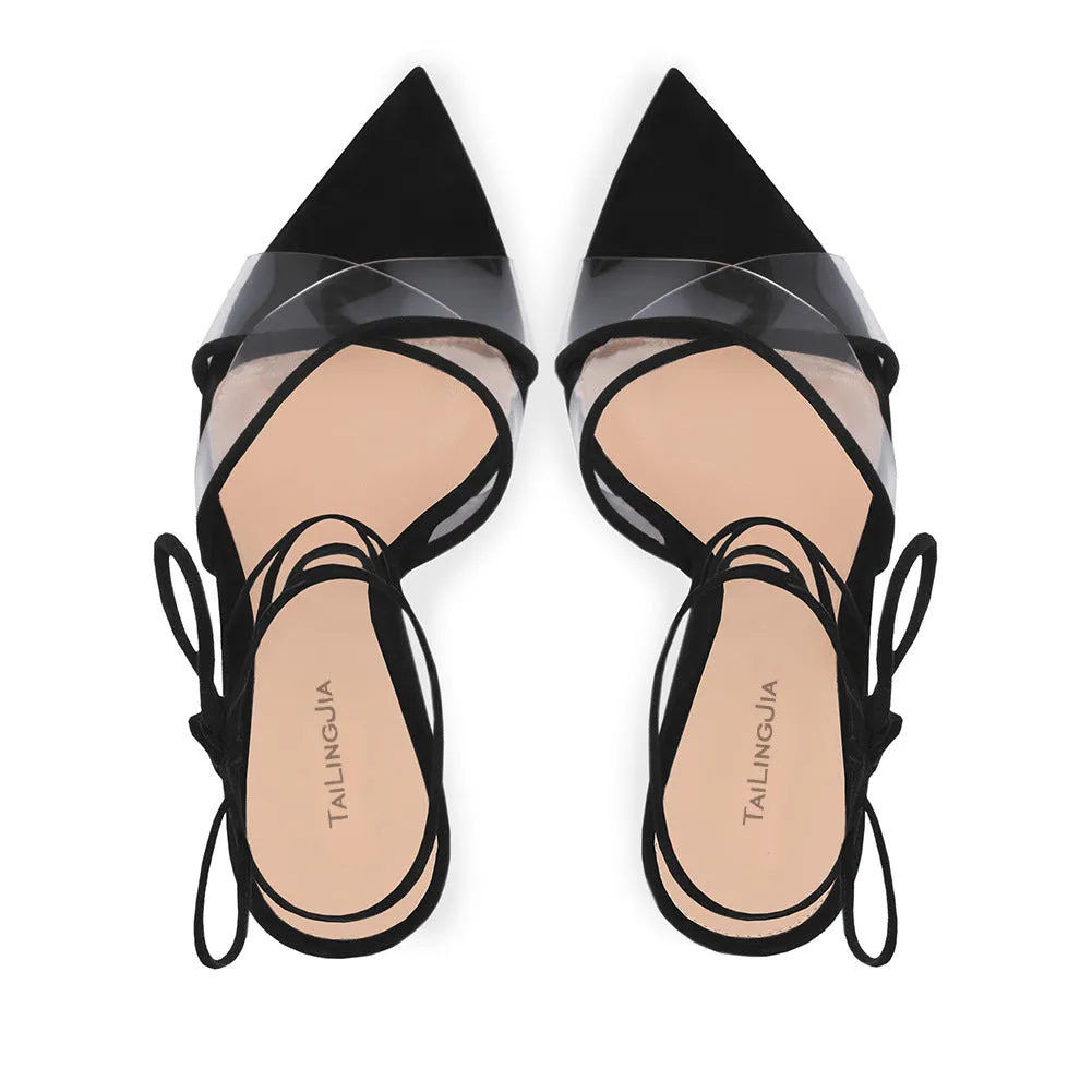 Black Strap Stiletto Sandals Party Shoe