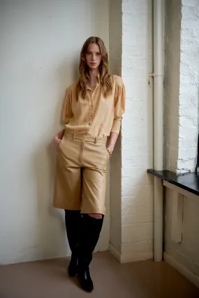Caramel Leather Bermuda Shorts