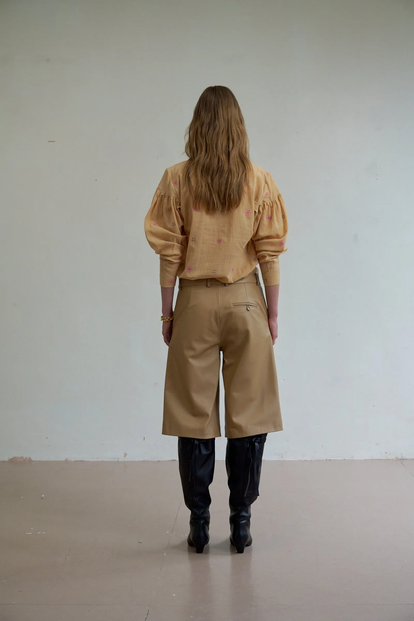 Caramel Leather Bermuda Shorts