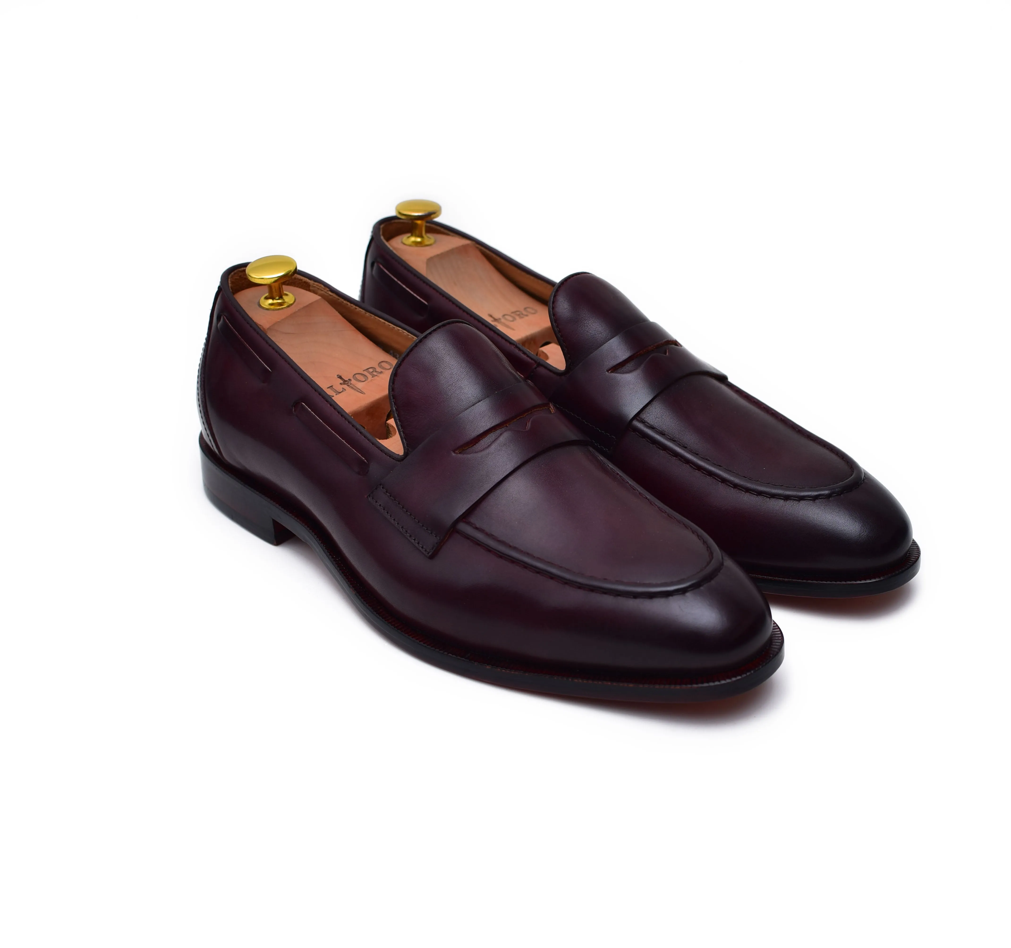 Carrera - Burgundy Calf Penny Loafers