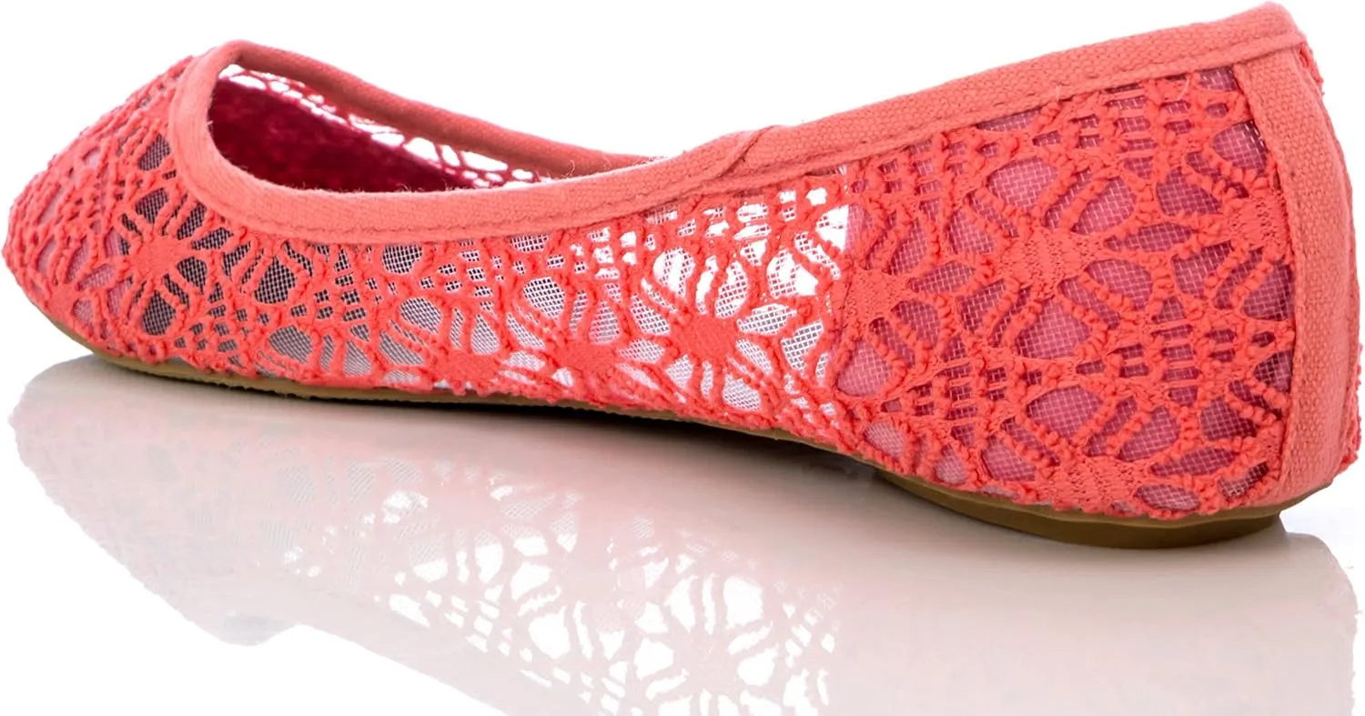 Charles Albert Women's Breathable Crochet Lace Ballet Flat