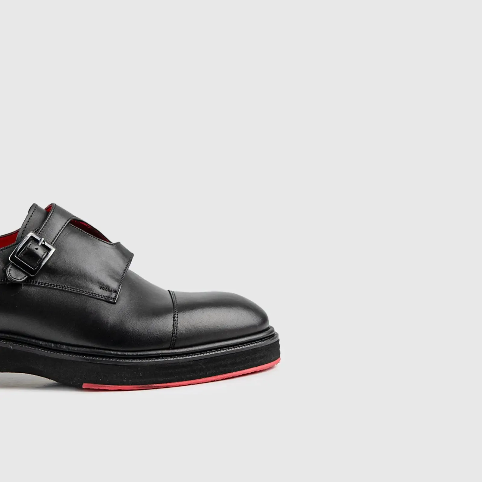 Chunky Sole Dress Monk Strap Loafers Black 0156