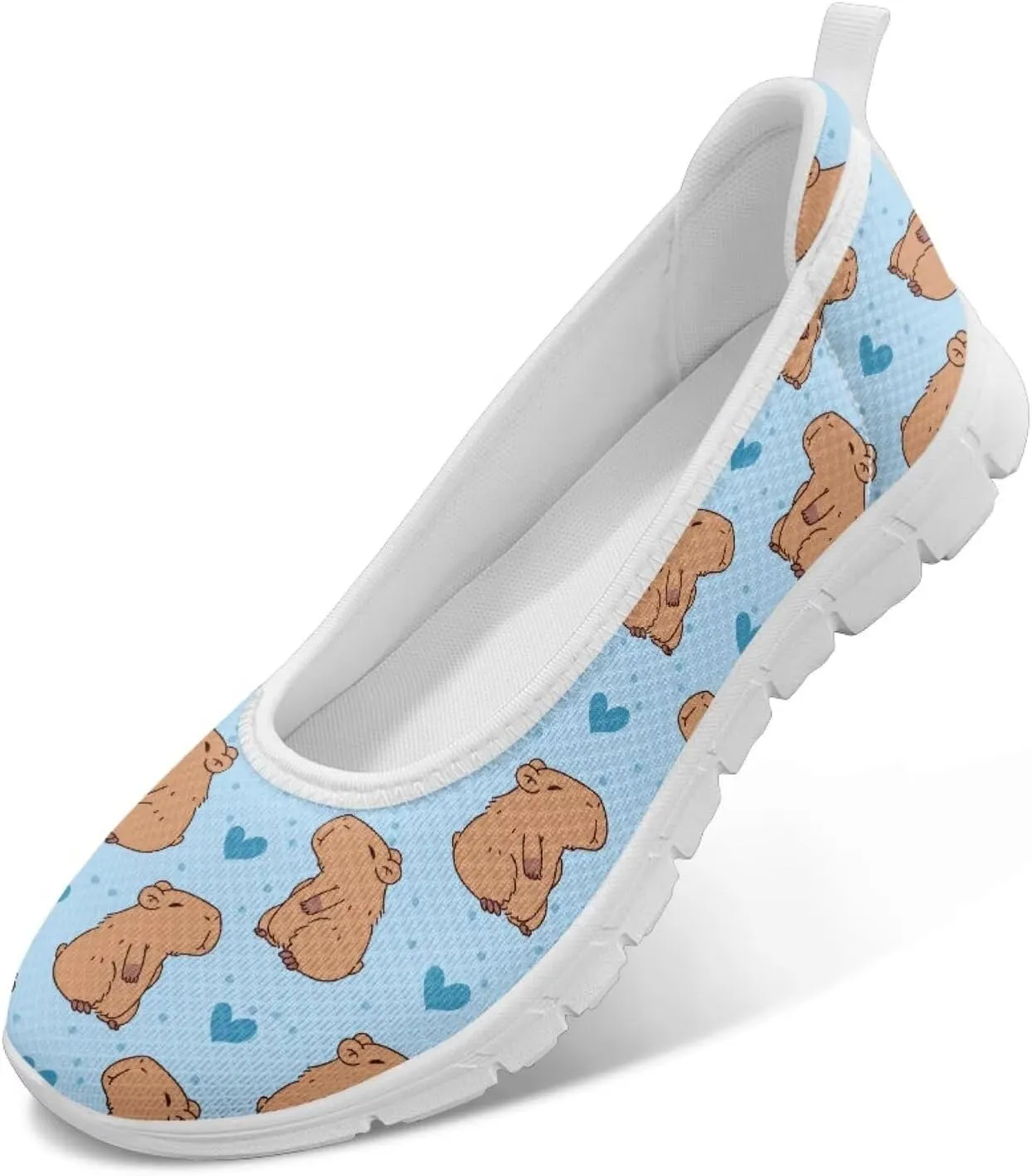 Coloranimal Flats for Women Walking Shoes Womens Loafers Mesh Flats Athletic Shoes Breathable Cute Travel Shoes Casual Flats White Sole