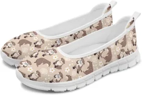 Coloranimal Flats for Women Walking Shoes Womens Loafers Mesh Flats Athletic Shoes Breathable Cute Travel Shoes Casual Flats White Sole