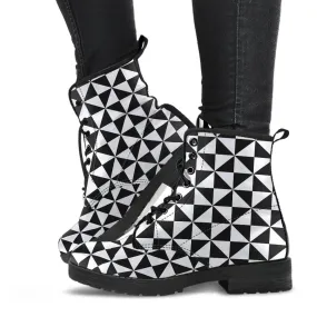 Combat Boots-Black and White Series 106, Vegan Leather