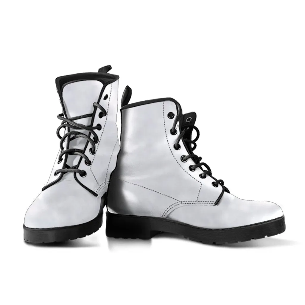 Combat Boots-Simply White, Vegan Leather Boots