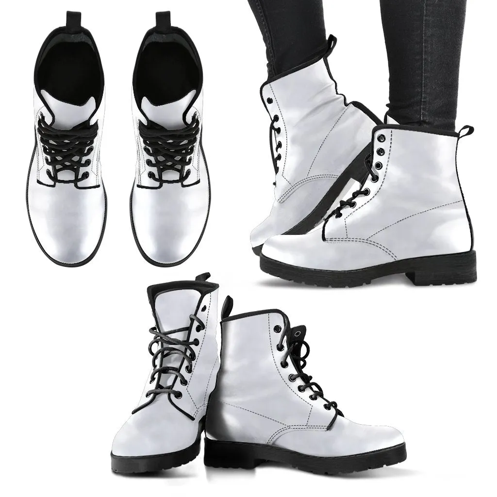 Combat Boots-Simply White, Vegan Leather Boots