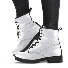 Combat Boots-Simply White, Vegan Leather Boots
