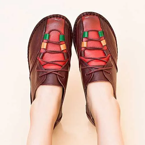Comfortable Leather Lace Up Loafers For Women