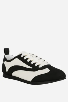Contrast Paneling Lace Up Sneakers