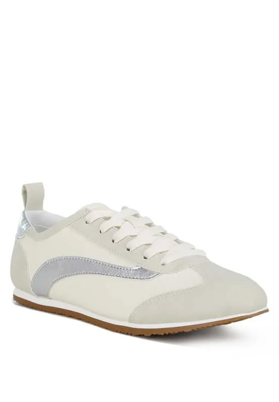 Contrast Paneling Lace Up Sneakers
