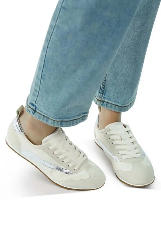Contrast Paneling Lace Up Sneakers