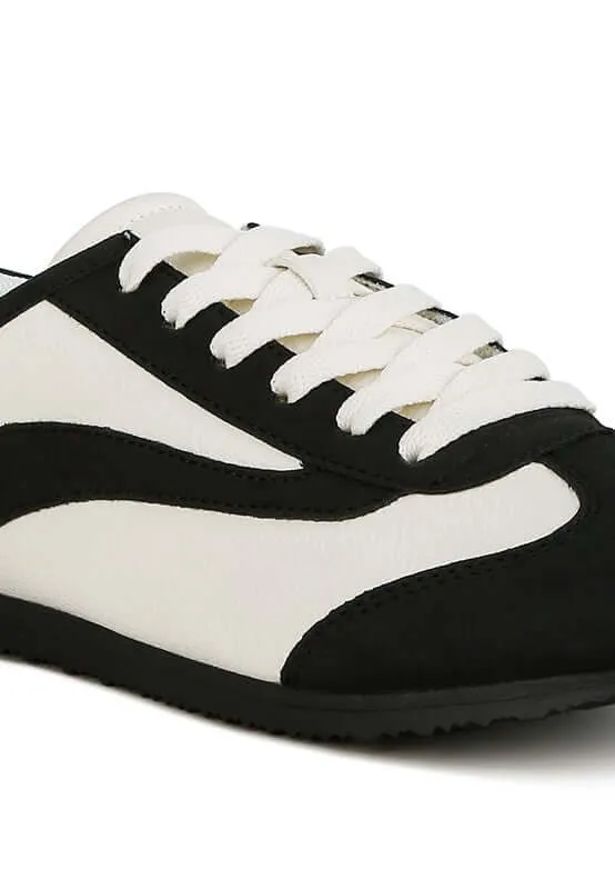Contrast Paneling Lace Up Sneakers
