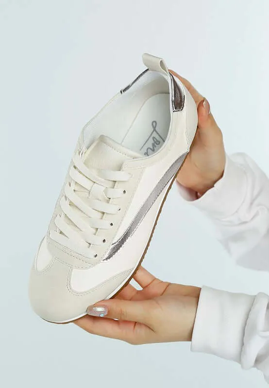 Contrast Paneling Lace Up Sneakers