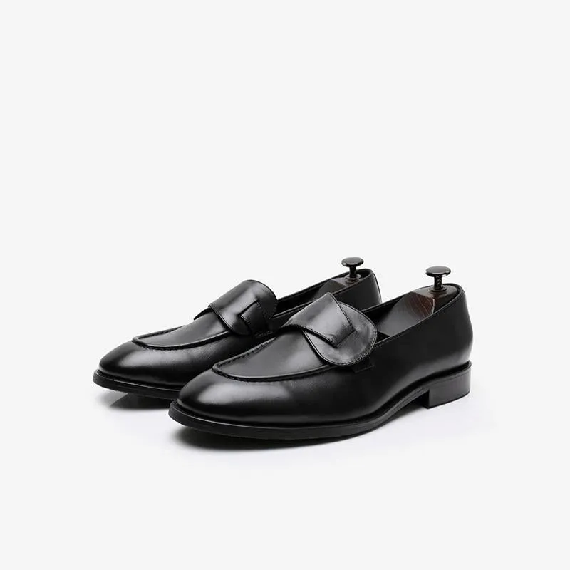 Elegant Suede Loafers with Decorative Straps