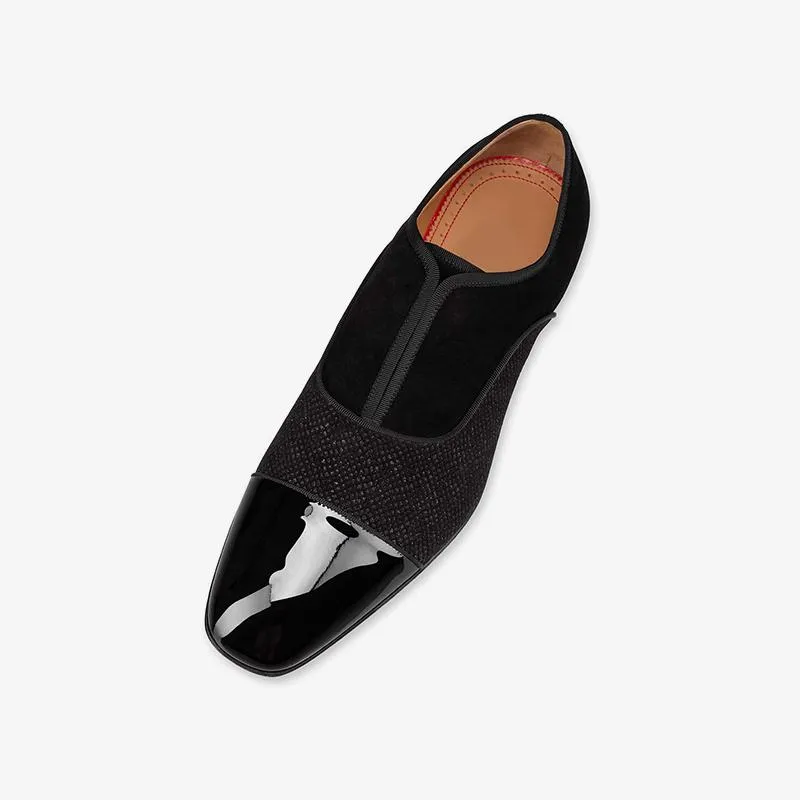 Fabric Patent Suede Loafers Male Shoes