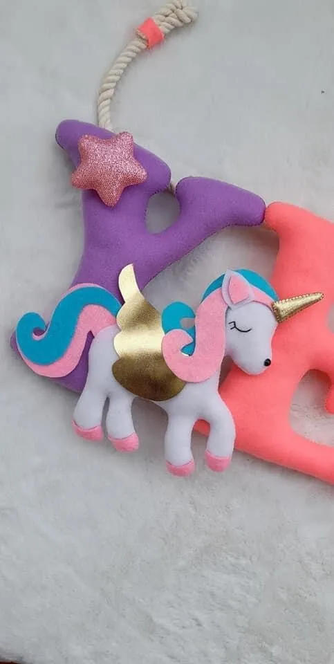 Felt name banner, unicorn garland, Unicorn banner, nursery decor, personalized gift, felt letters, baby name banner, name garland, name sign