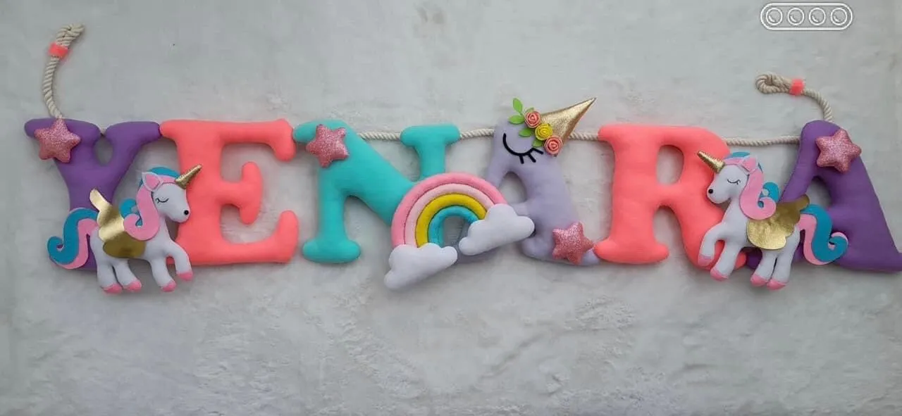 Felt name banner, unicorn garland, Unicorn banner, nursery decor, personalized gift, felt letters, baby name banner, name garland, name sign