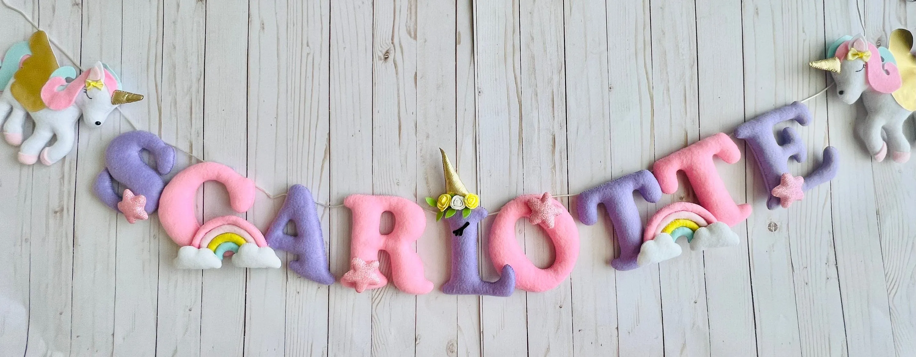 Felt name banner, unicorn garland, Unicorn banner, nursery decor, personalized gift, felt letters, baby name banner, name garland, name sign