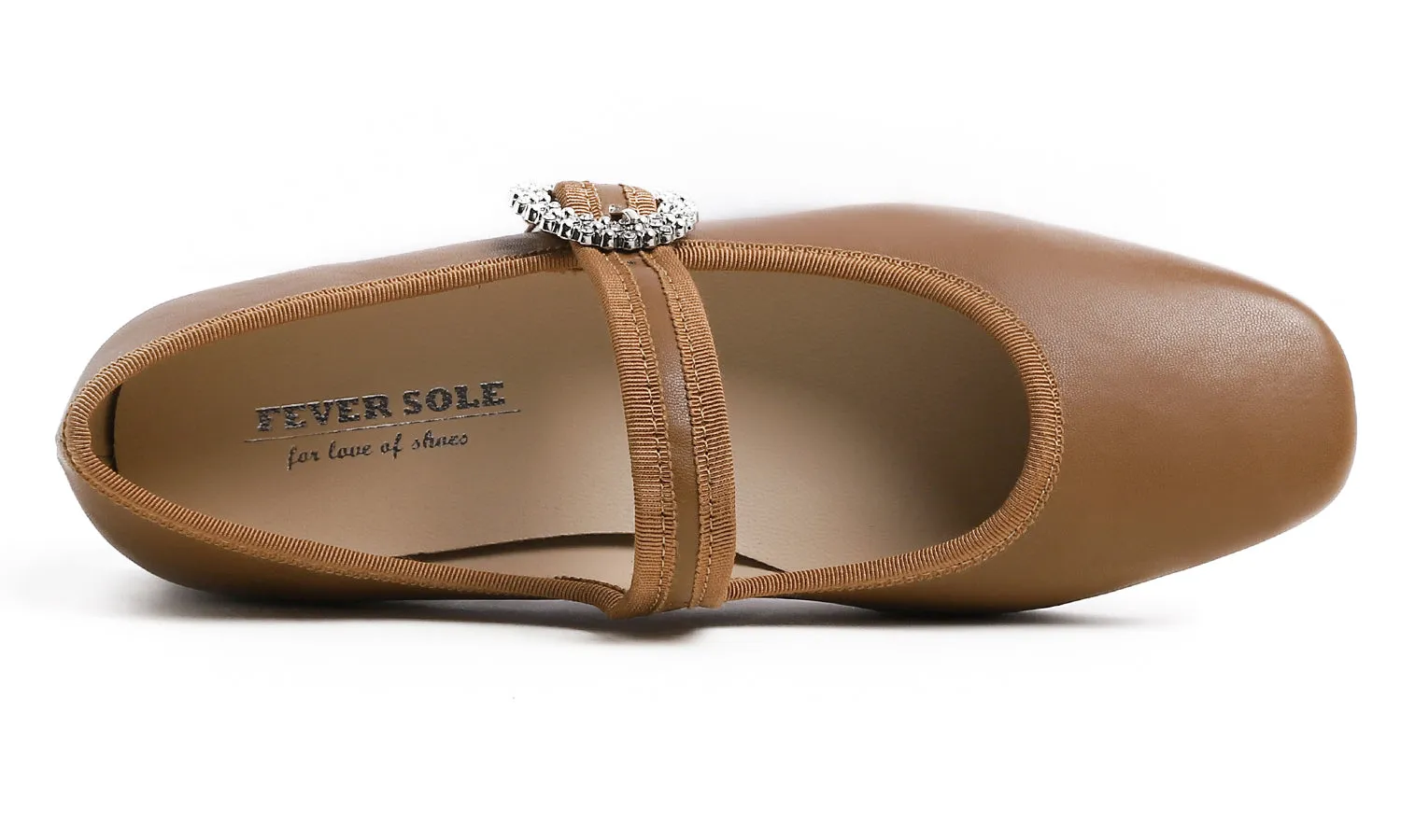 Feversole Women's Mary Jane Fashion Square Toe Easy Buckle Low Heel Slip On Flats Vegan Leather Rhinestones