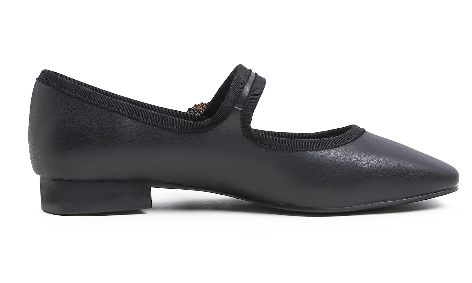 Feversole Women's Mary Jane Fashion Square Toe Easy Buckle Low Heel Slip On Flats Vegan Leather Rhinestones