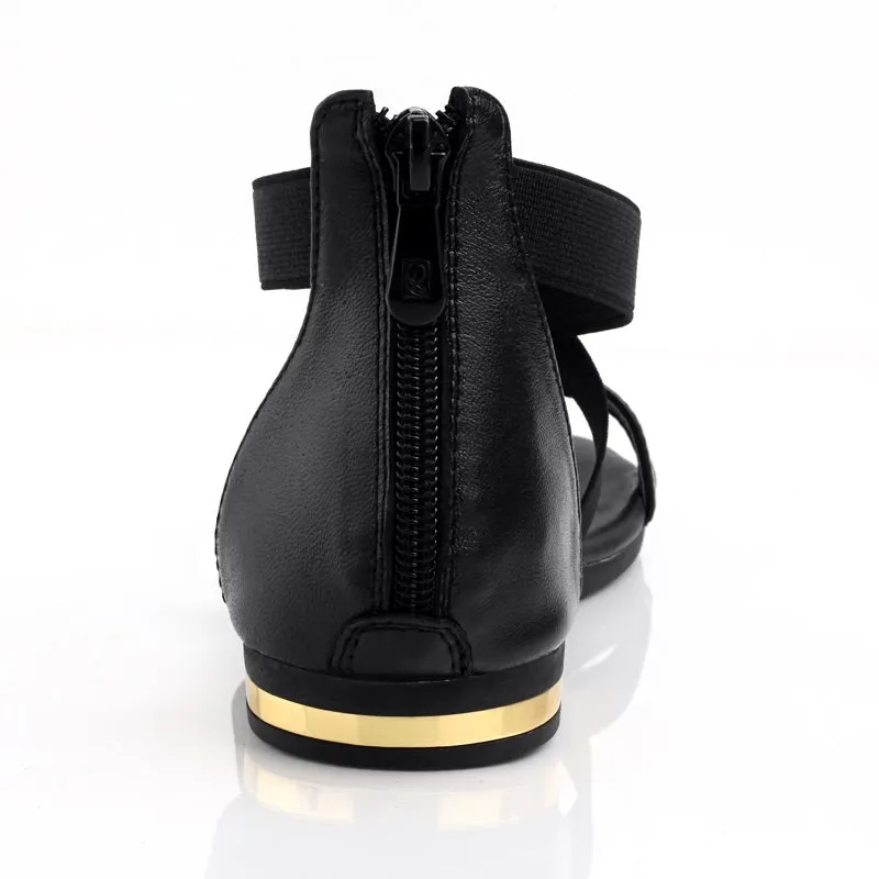 Genuine Leather Crisscross Sandals