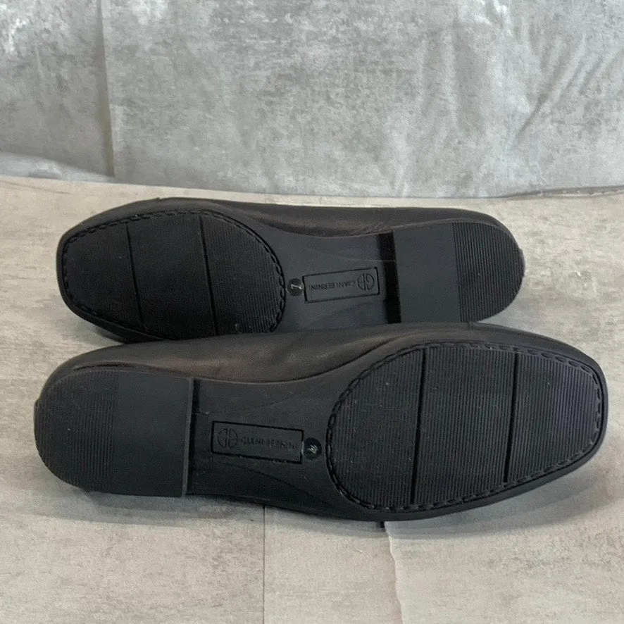 GIANI BERNINI Women's Black Leather Aerinn Square-Toe Slip-On Ballet Flats SZ 7
