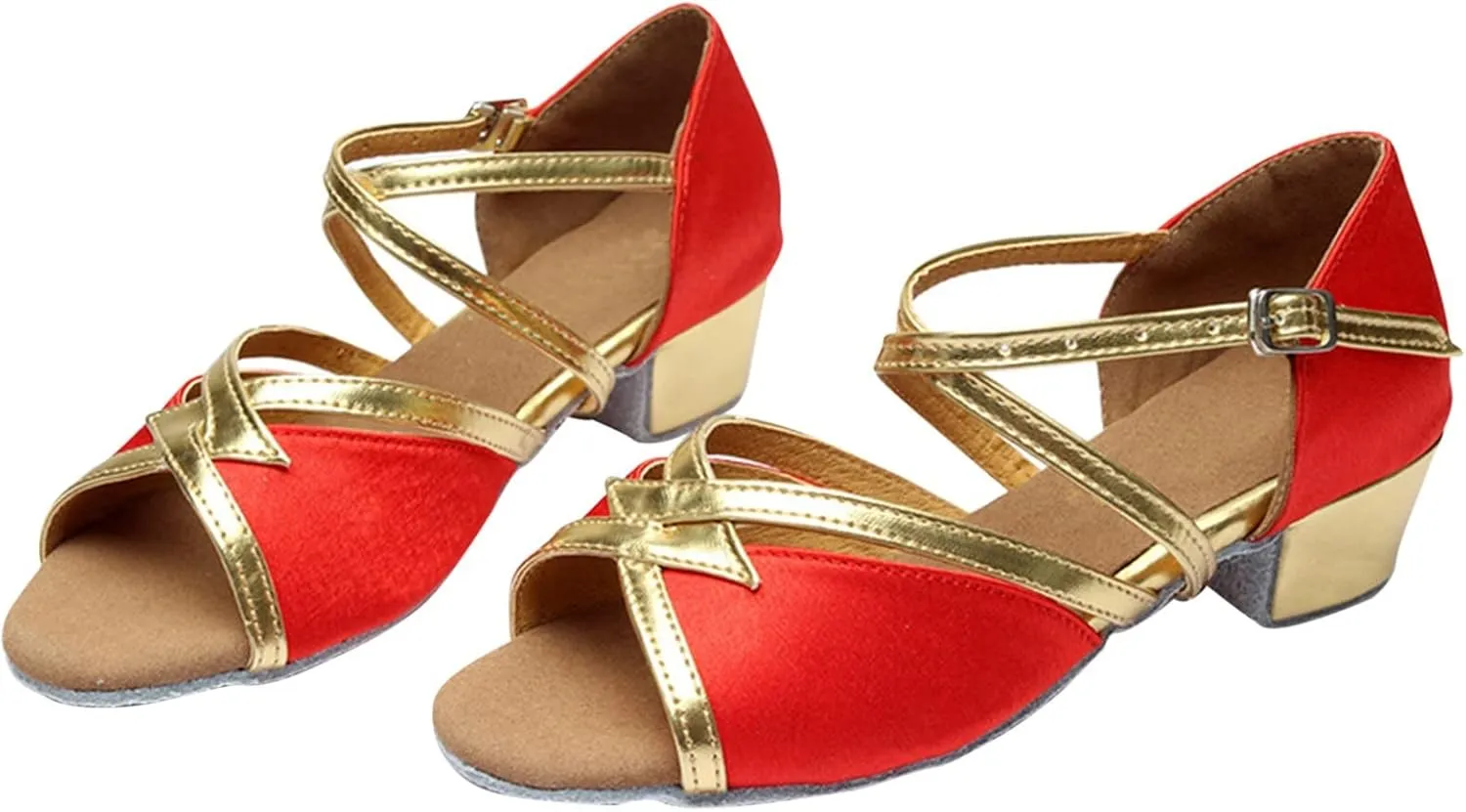 Gold Strap High Heel Sequins Sandals for Girls Kids Princess Dance Party Formal Shoes Open Toe Ankle Fancy Sandals Trendy