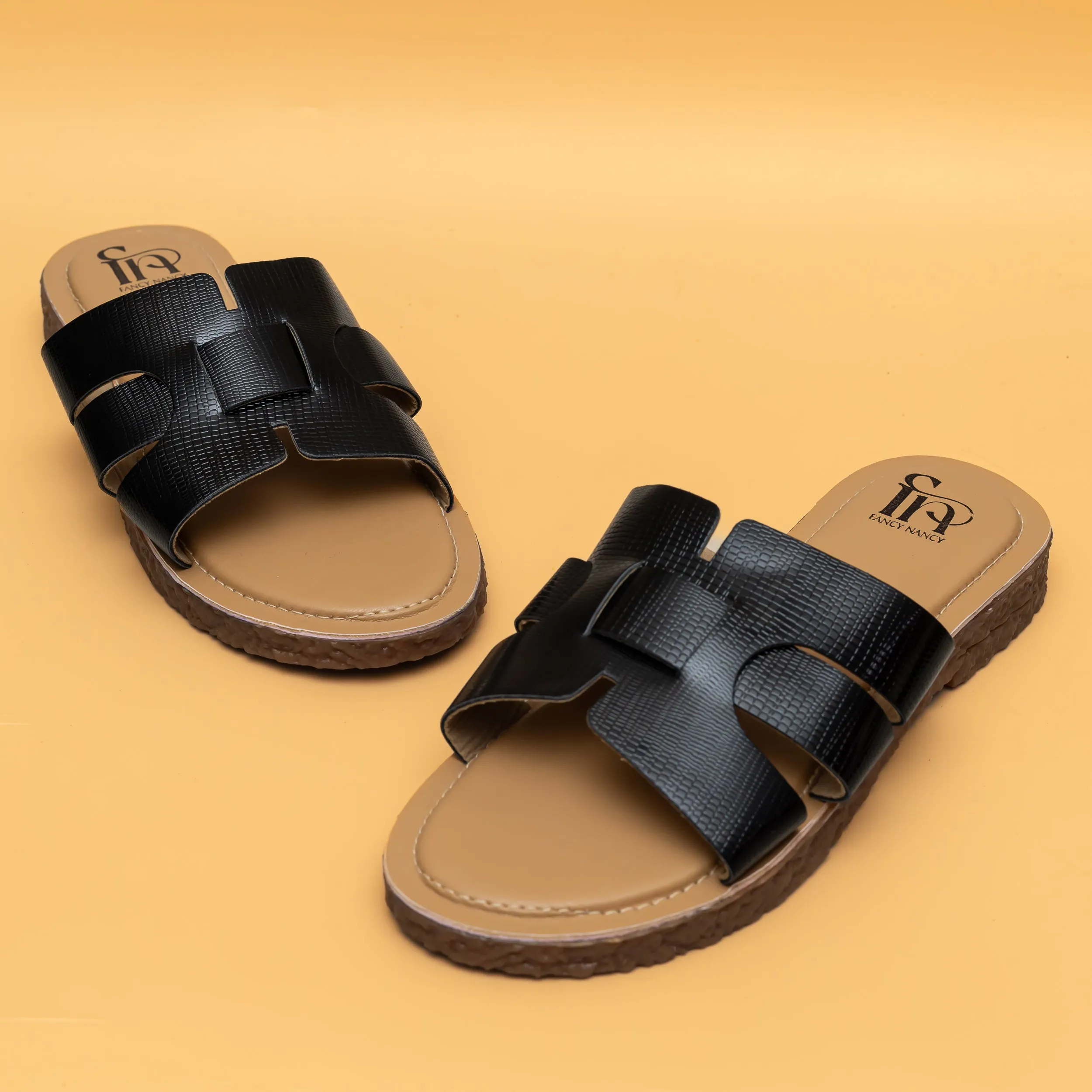 H Strap Flats-Black