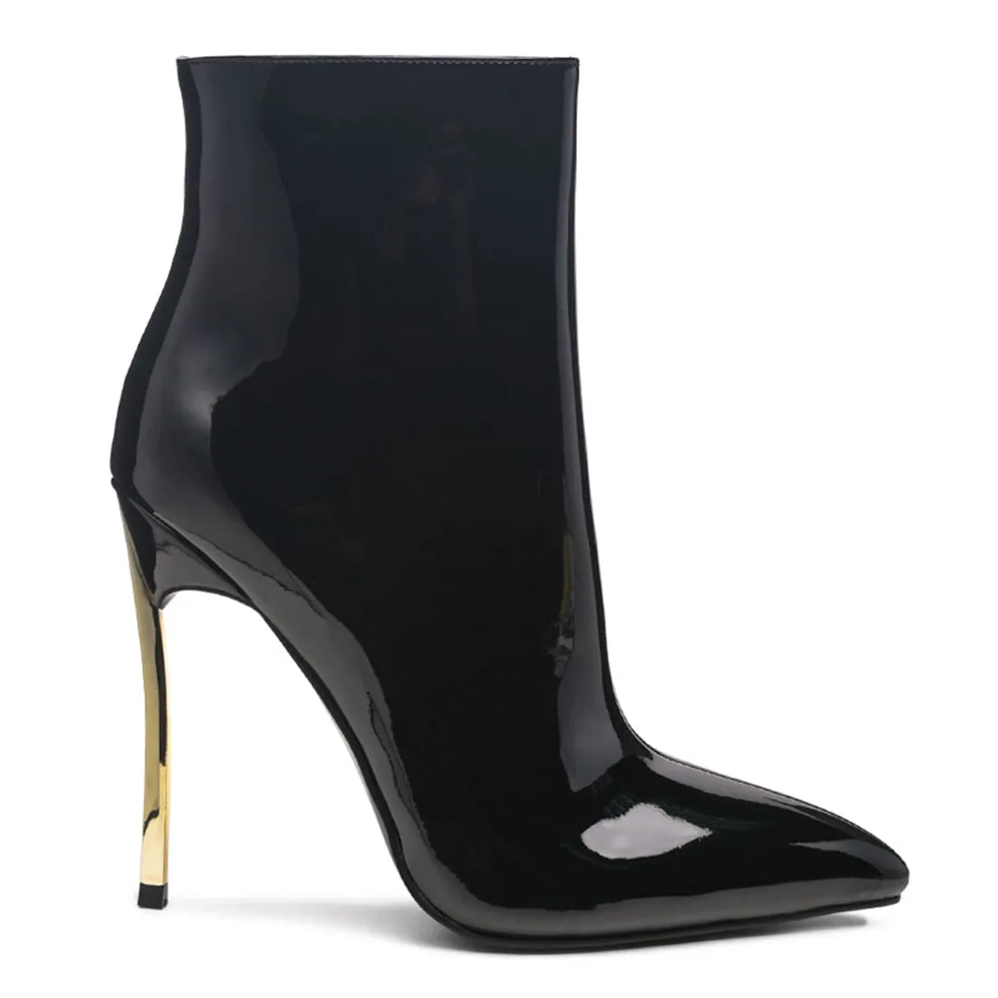High Patent PU Stiletto Boots in Black