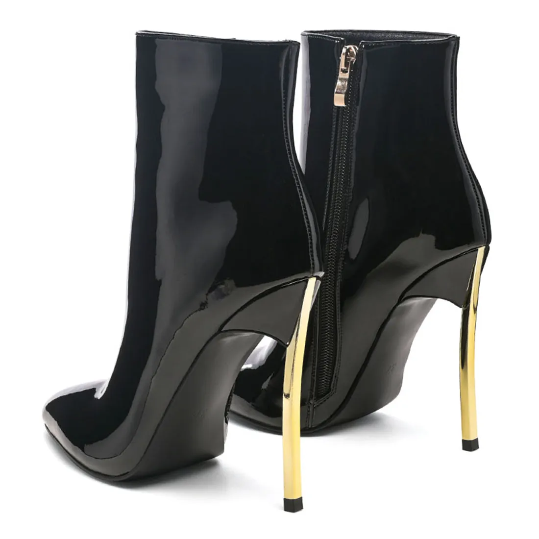 High Patent PU Stiletto Boots in Black