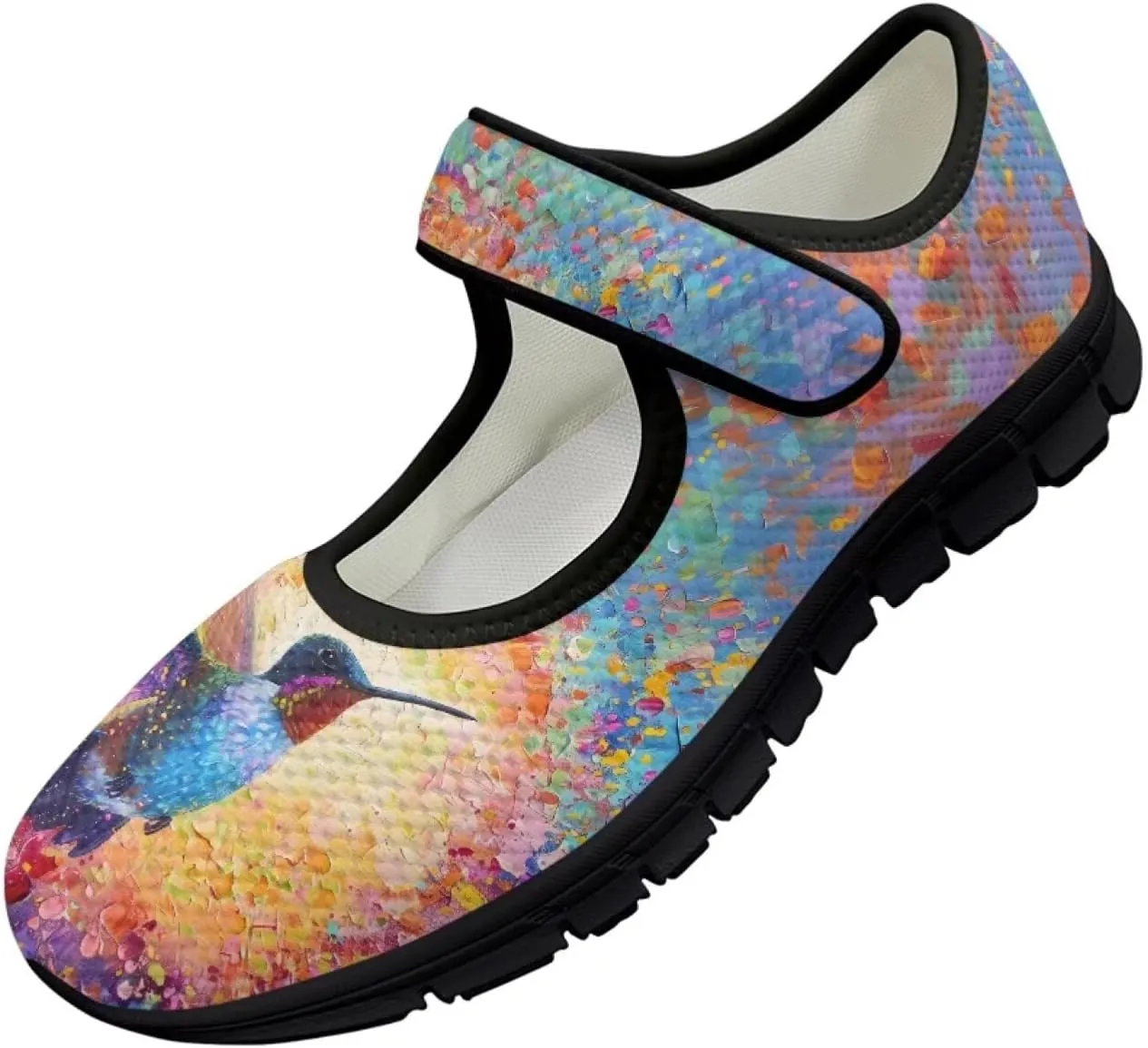 Jeiento Cute Hummingbirds Flats for Women Round Toe Ballet Flats Shoes Dressy Flats for Women