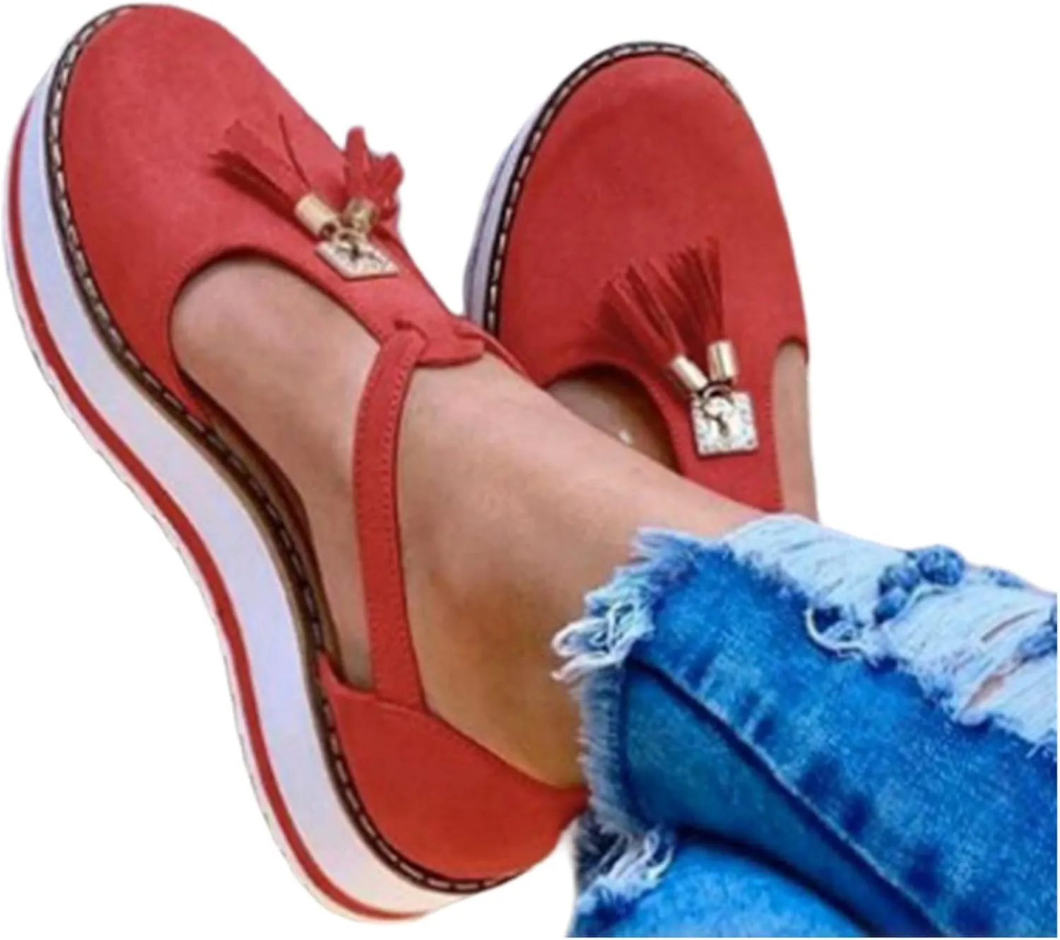 Ladmiple Shoes For Women Flats Comfortable Loafers Women’s Low Top Canvas Sneakers Slip On Platform Sneakers Casual Walking Shoes Dressy Summer Fashion Cute Comfortable Flats Loafers