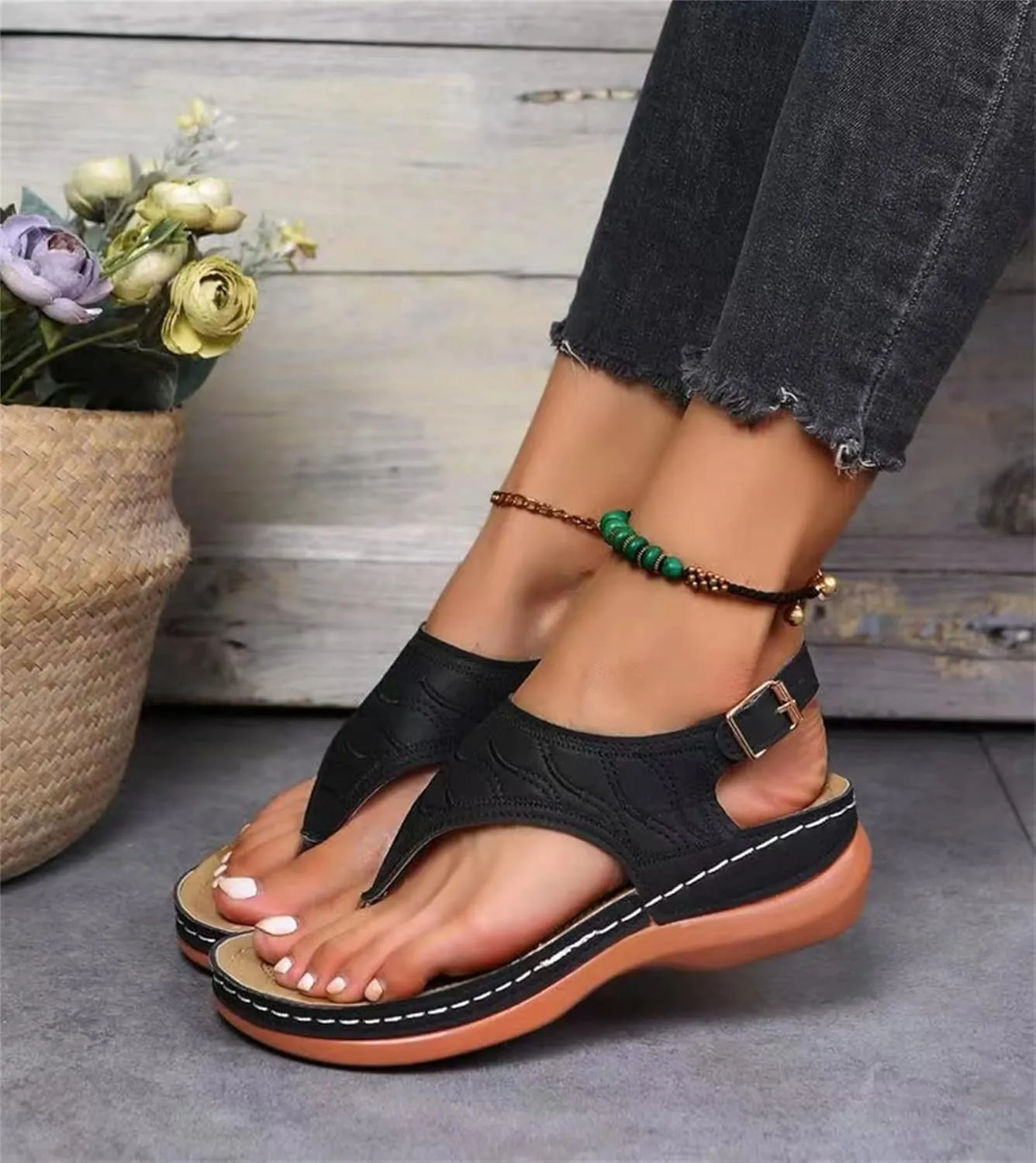 Ladmiple Summer Sandals For Women 2023 Trendy Dressy Orthotic Flip Flops Slip On Orthopedic Slippers with Arch Support