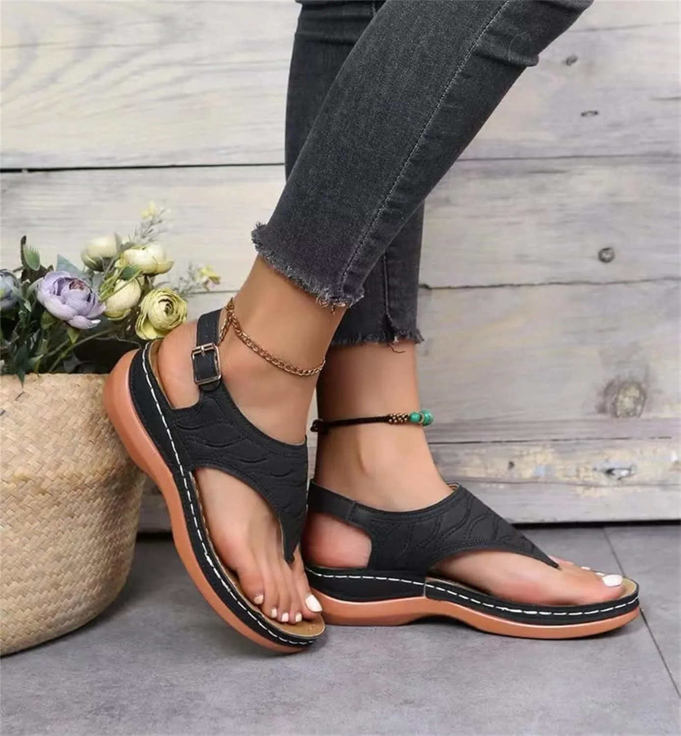 Ladmiple Summer Sandals For Women 2023 Trendy Dressy Orthotic Flip Flops Slip On Orthopedic Slippers with Arch Support