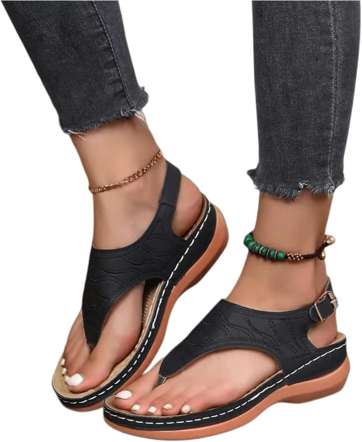 Ladmiple Summer Sandals For Women 2023 Trendy Dressy Orthotic Flip Flops Slip On Orthopedic Slippers with Arch Support