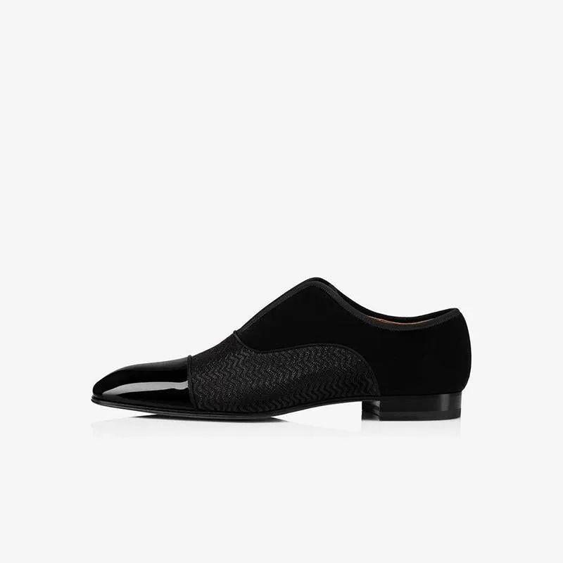Men's Black Patchwork Leather