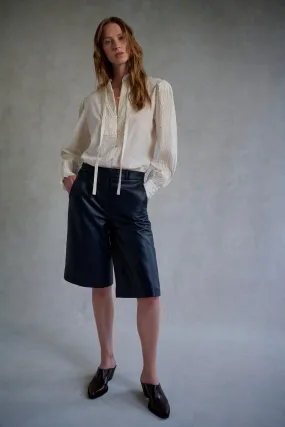 Navy Leather Tailored Bermudas