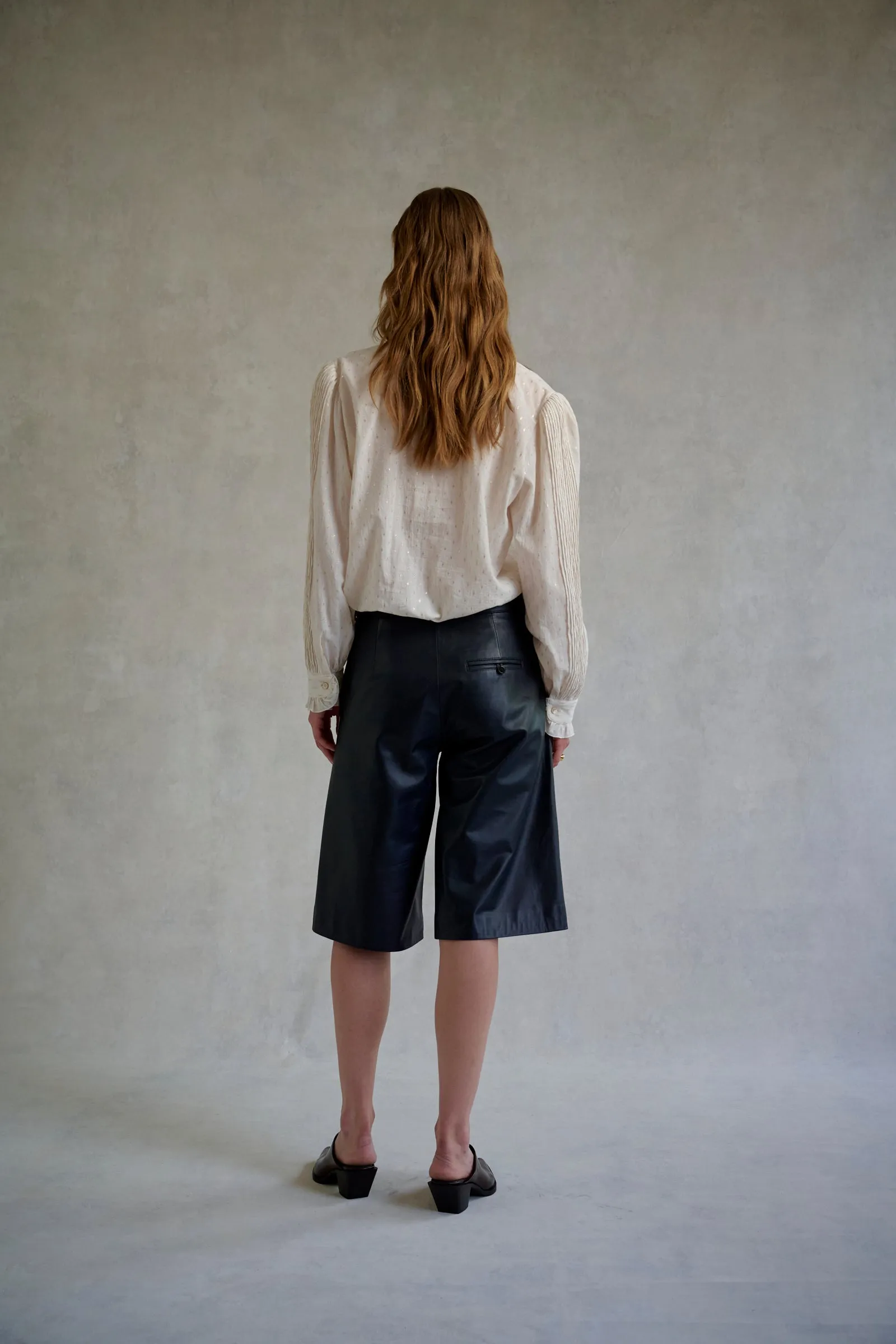 Navy Leather Tailored Bermudas