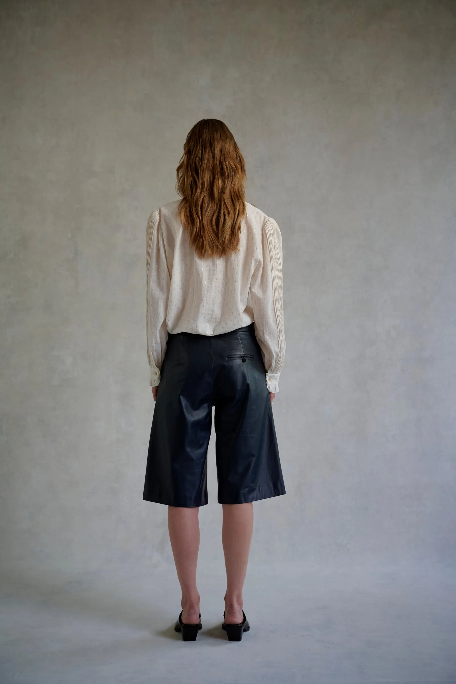 Navy Leather Tailored Bermudas