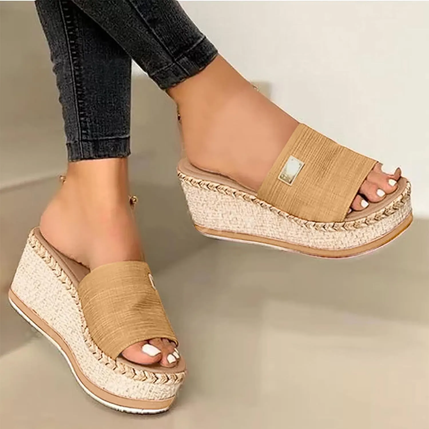Orthopedic Sandals for Women Arch Support Flip Flops Comfortable Walking Sandals for Women Summer Dressy Platform Wedges Sandals Ladies Slip On Lightweight Slippers Casual Slides Beach Shoes 