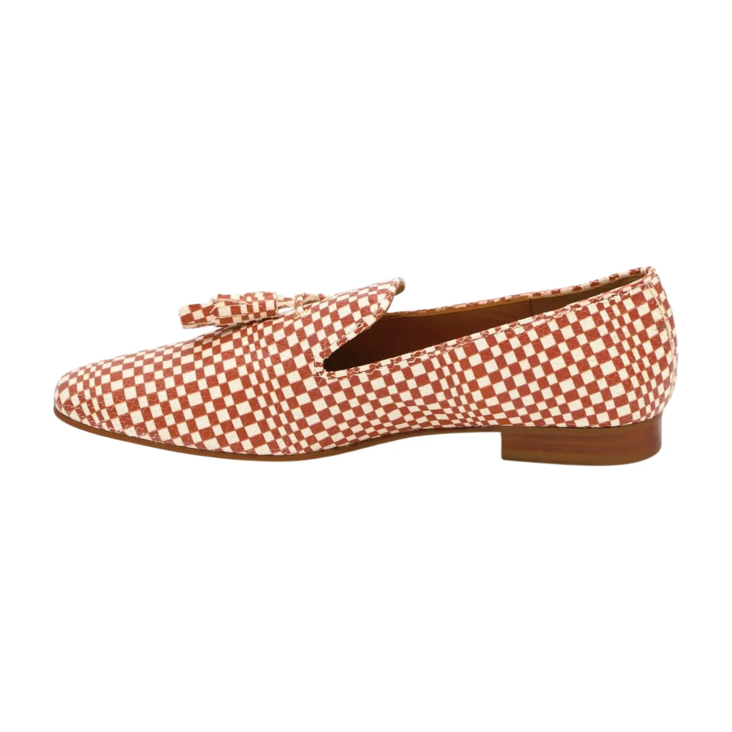 PEDRO MIRALLES Tan & Cream Chequered Leather Loafer with Tassel 3759